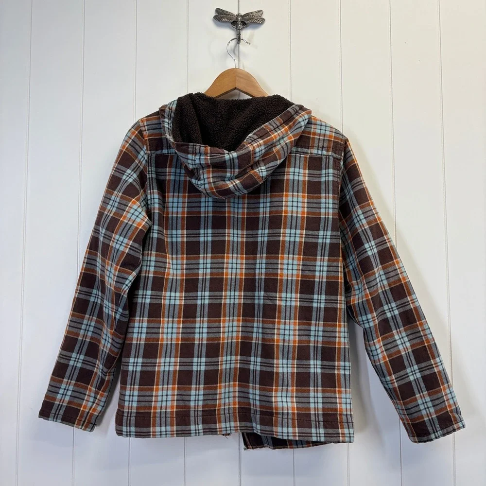 Mossimo Y2K Sherpa Lined Hooded Flannel Jacket Men Size S Streetwear Cabin READ